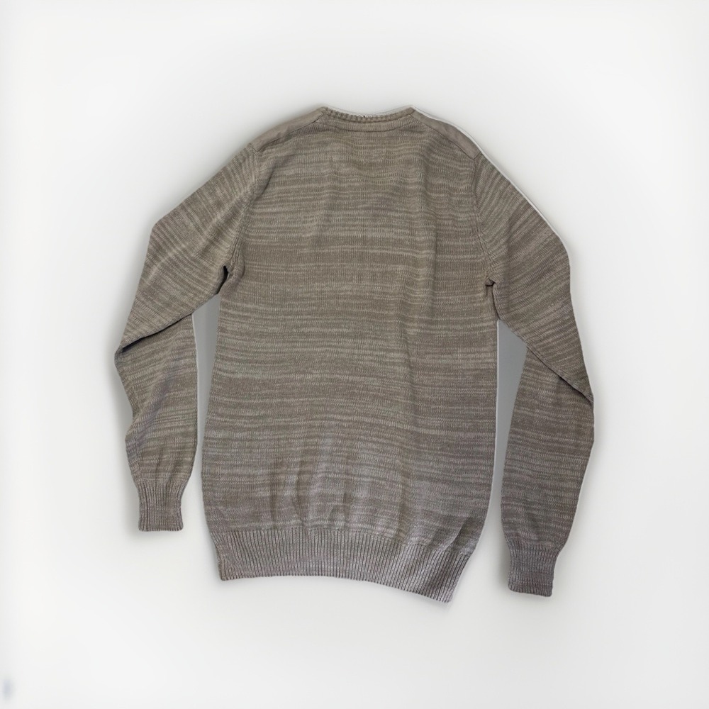 Buffalo David Bitton Men's Tan Faux Suede Shoulder Patch V-Neck Sweater Size XL - Picture 6 of 11